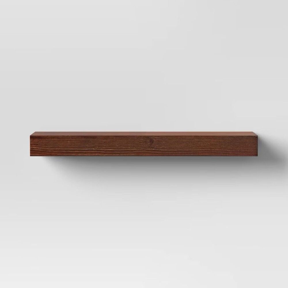 24" Floating Dark Wood Wall Shelf Walnut Brown Threshold Open Shelving Decor